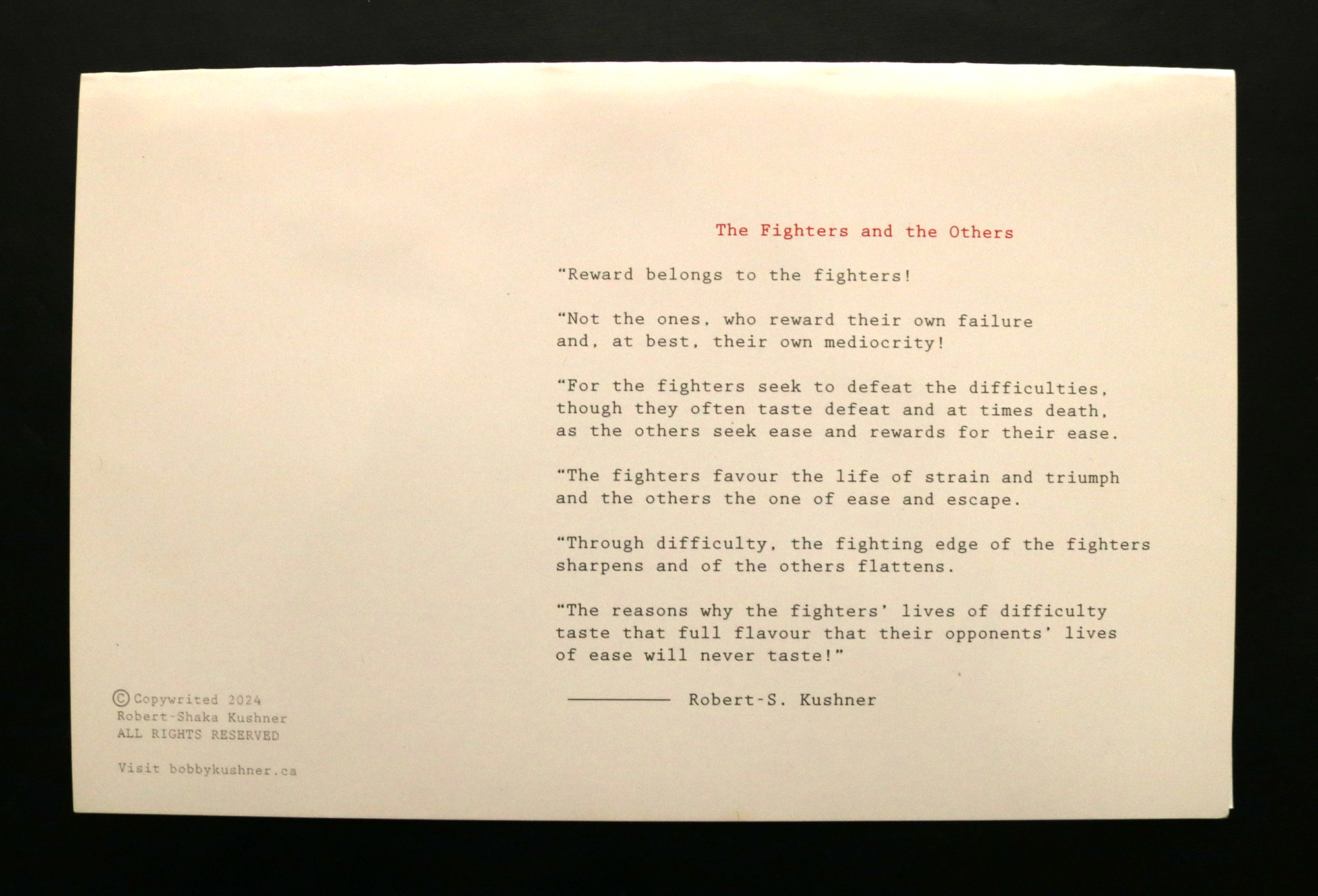 Bobby Kushner's The Fighter And The Others